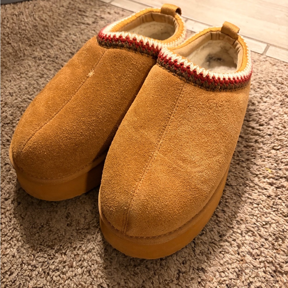 Cozy Tan Suede Slippers